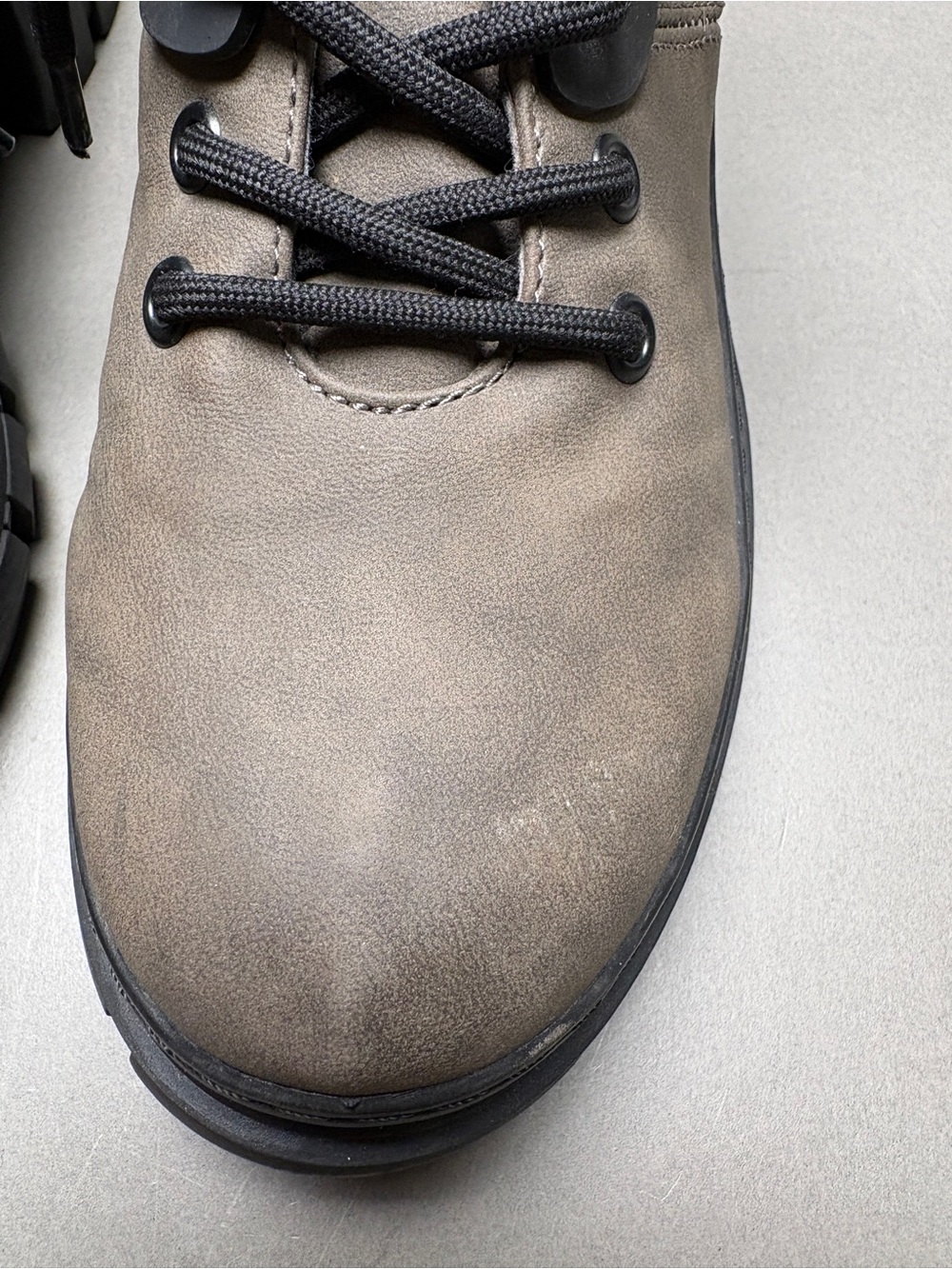 MIA Taupe Lace-Up Chunky Combat Boots with Black Soles - Picture 6 of 14